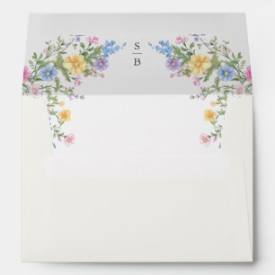 Soft Pastel Ornate Spring Garden Floral Wedding Envelope