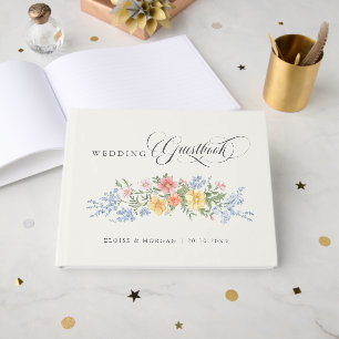 Soft Pastel Ornate Spring Garden Floral Wedding Guest Book