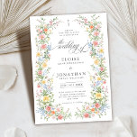 Soft Pastel Ornate Spring Garden Floral Wedding    Invitation<br><div class="desc">Bring timeless charm and romantic elegance to your wedding with this minimalist floral invitation, featuring a soft watercolor border of hand-painted blooms. The delicate floral arrangement includes pastel pinks, buttery yellows, soft lavenders, baby blues, and sage greens, gracefully framing your custom text in the centre. Perfect for spring or garden...</div>
