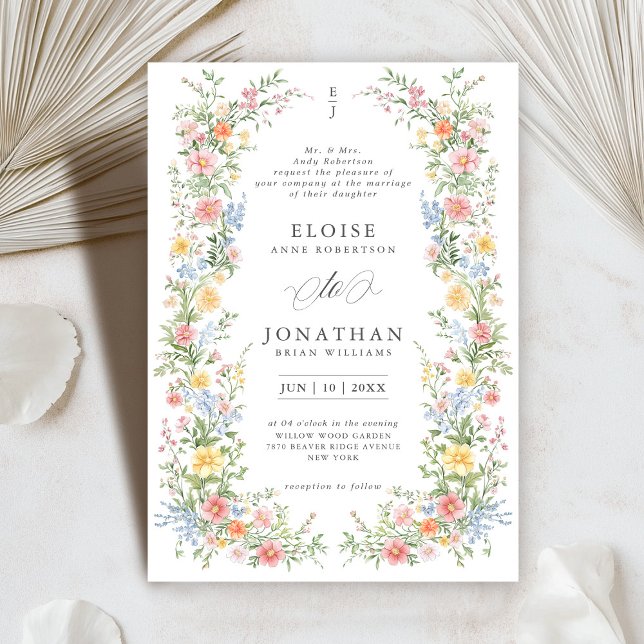 Soft Pastel Ornate Spring Garden Floral Wedding    Invitation (Soft Pastel Ornate Spring Garden Floral Wedding Invitation)