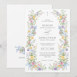 Soft Pastel Ornate Spring Garden Floral Wedding Invitation