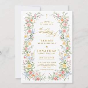 Soft Pastel Ornate Spring Garden Floral Wedding    Invitation