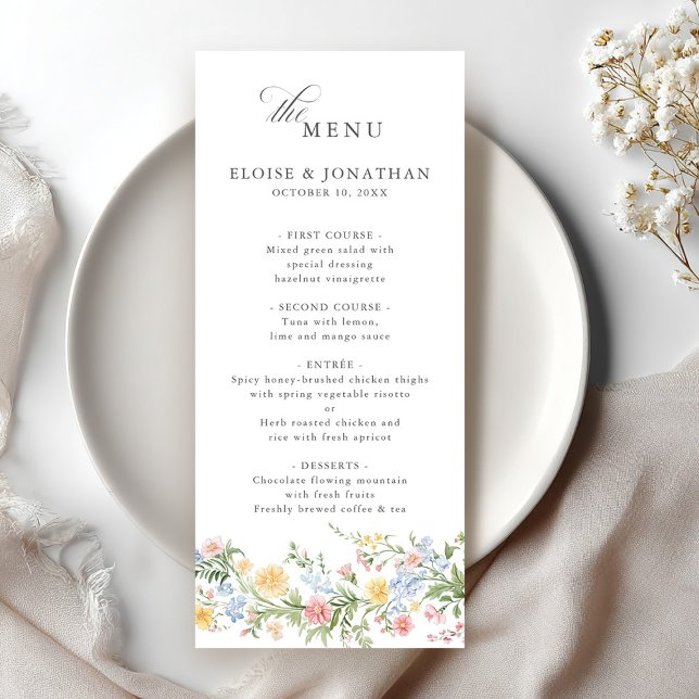 Soft Pastel Ornate Spring Garden Floral Wedding Menu (Soft Pastel Ornate Spring Garden Floral Wedding Menu)
