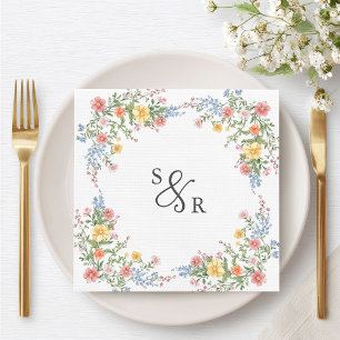 Soft Pastel Ornate Spring Garden Floral Wedding Napkin