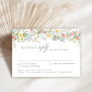 Soft Pastel Ornate Spring Garden Floral Wedding RSVP Card