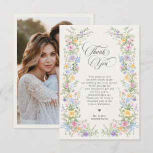 Soft Pastel Ornate Spring Garden Floral Wedding Thank You Card
