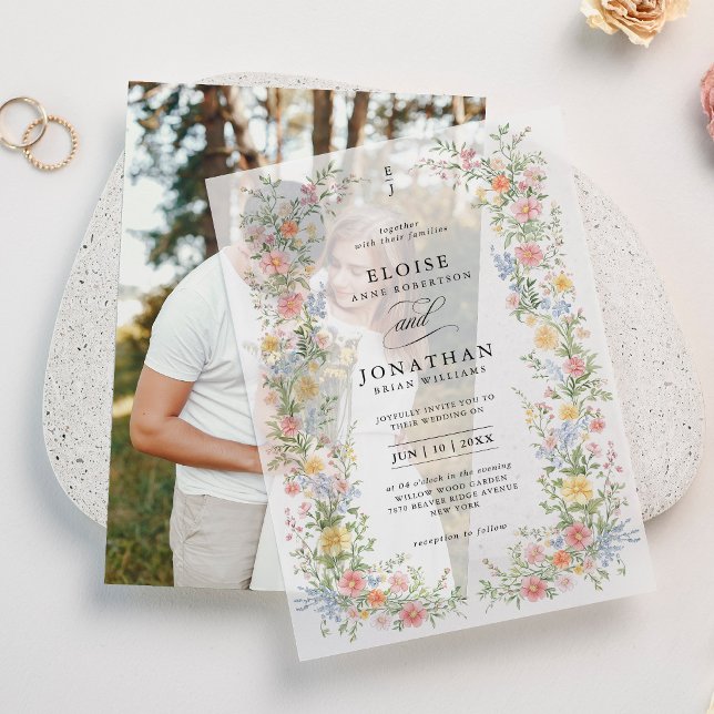 Soft Pastel Ornate Spring Garden Floral Wedding Vellum Invitations (Soft Pastel Ornate Spring Garden Floral Wedding Vellum Invitations)