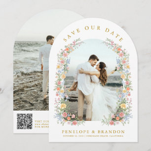 Soft Pastel Ornate Spring Garden Gold Photo Arch Save The Date
