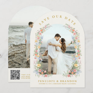 Soft Pastel Ornate Spring Garden Gold Photo Arch Save The Date