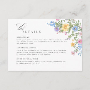 Soft Pastel Ornate Spring Garden  Wedding Details Enclosure Card