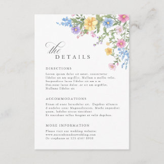 Soft Pastel Ornate Spring Garden  Wedding Details Enclosure Card