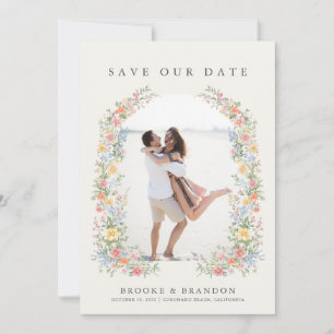 Soft Pastel Ornate Spring Garden Wedding Photo Save The Date