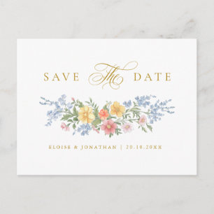 Soft Pastel Ornate Spring Gold Save the Date Postcard