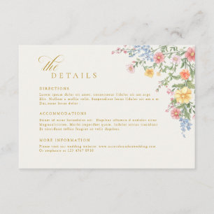 Soft Pastel Ornate Spring Gold Wedding Details Enclosure Card