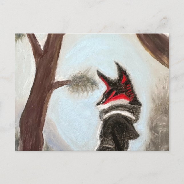 Soft Pastel Painted Original Fantasy Fox  Invitation Postcard (Front)
