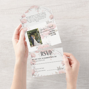 Soft Pastel Paper Garden Minimal Floral Wedding All In One Invitation