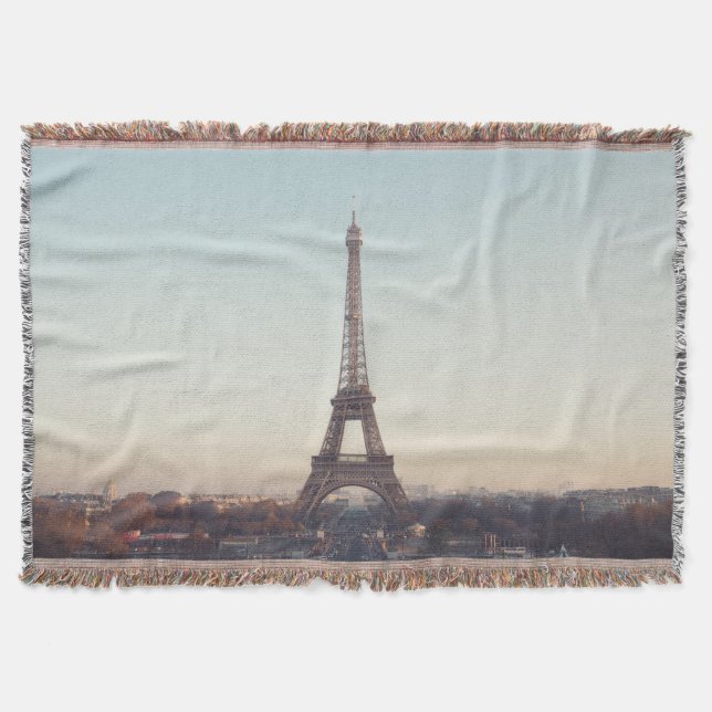 Soft Pastel Paris Eiffel Tower Art Throw Blanket (Front)