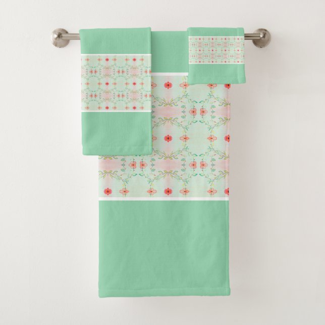 Soft Pastel Pattern Bath Towel Set (Insitu)