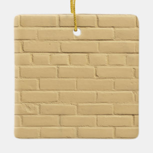 Soft Pastel Peach Brick Wall Ceramic Ornament