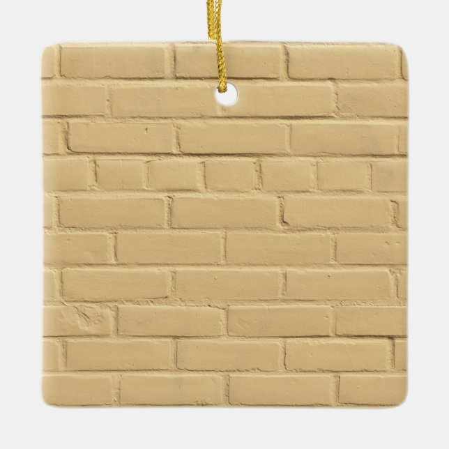 Soft Pastel Peach Brick Wall   Ceramic Ornament (Front)