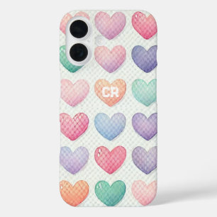 Soft Pastel Personalised Heart iPhone 16 Case