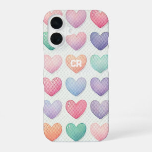 Soft Pastel Personalised Heart iPhone 16 Case