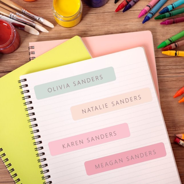 Soft Pastel Personalised School Name Labels (Soft Pastel Personalized School Name Labels)