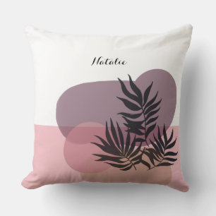 Soft Pastel Pink Abstract Tropical Cushion