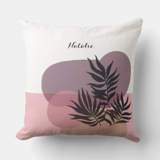 Soft Pastel Pink Abstract Tropical Cushion