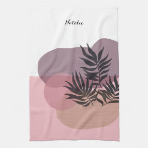 Soft Pastel Pink Abstract Tropical Kitchen Towel