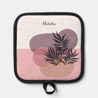 Soft Pastel Pink Abstract Tropical Pot Holder
