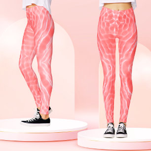 Soft Pastel Pink Abstract Wavy Art Athletic Wear Leggings