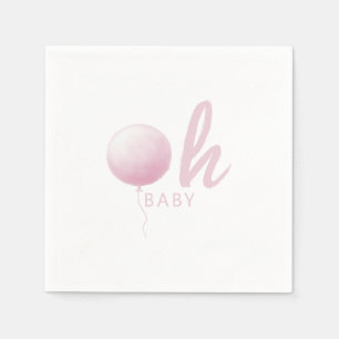 Soft Pastel Pink Balloon Baby Girl Shower Party Napkin