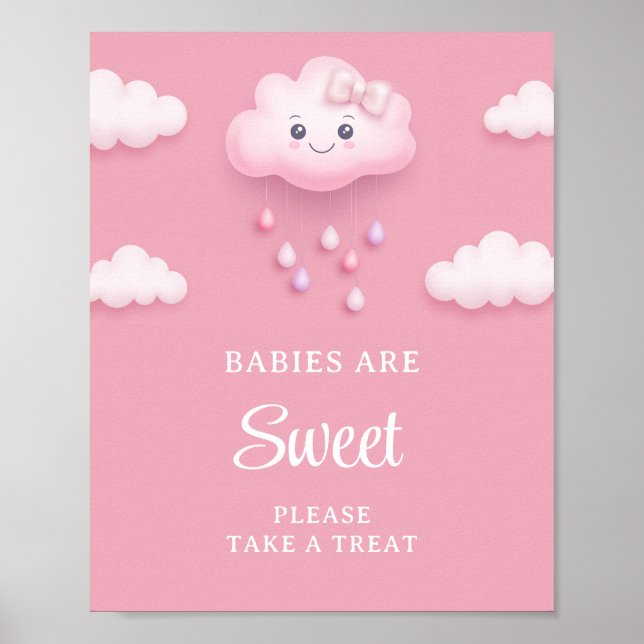Soft pastel pink cloud nine girl babies are sweet poster (Front)
