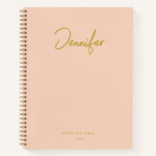 Soft Pastel Pink Elegant Custom Handwritting Name Notebook