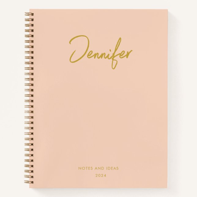 Soft Pastel Pink Elegant Custom Handwritting Name Notebook (Front)