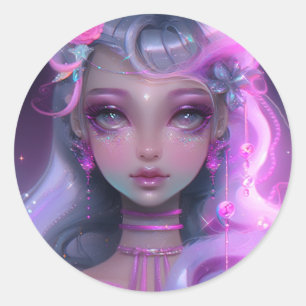 Soft Pastel Pink Fairy Classic Round Sticker