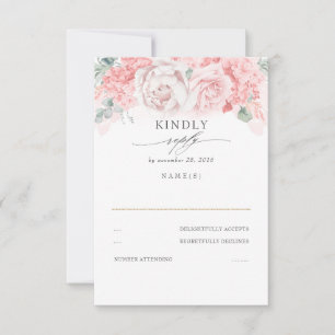 Soft Pastel Pink Flowers Wedding RSVP Card