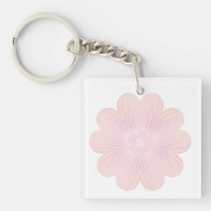 Soft Pastel Pink Graphic Flower Key Ring