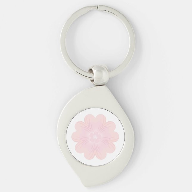 Soft Pastel Pink Graphic Flower Key Ring (Front)