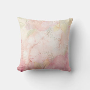 Soft Pastel Pink Green Watercolor Tie-Dye Pattern Cushion