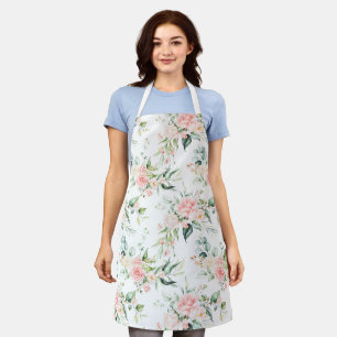 Soft Pastel Pink Rose Flower Pattern Apron