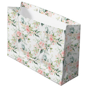 Soft Pastel Pink Rose Flower Pattern Large Gift Bag