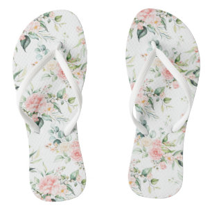 Soft Pastel Pink Rose Flower Pattern Thongs