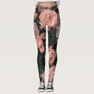 Soft Pastel Pink Rose Garden Leggings