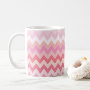 soft pastel pink striped colourful zigzag pattern coffee mug
