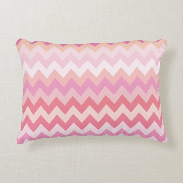 soft pastel pink striped colourful zigzag pattern decorative cushion (Front)