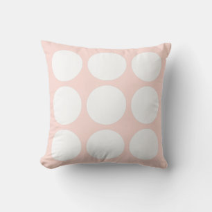 Soft Pastel Pink & White Abstract Circle Design Cushion