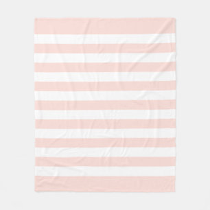 Soft Pastel Pink & White Lines Pattern Fleece Blanket