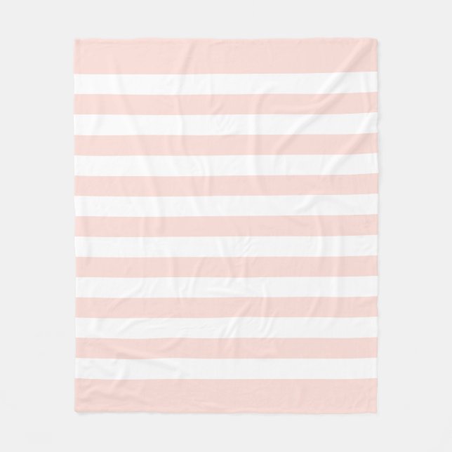 Soft Pastel Pink & White Lines Pattern Fleece Blanket (Front)